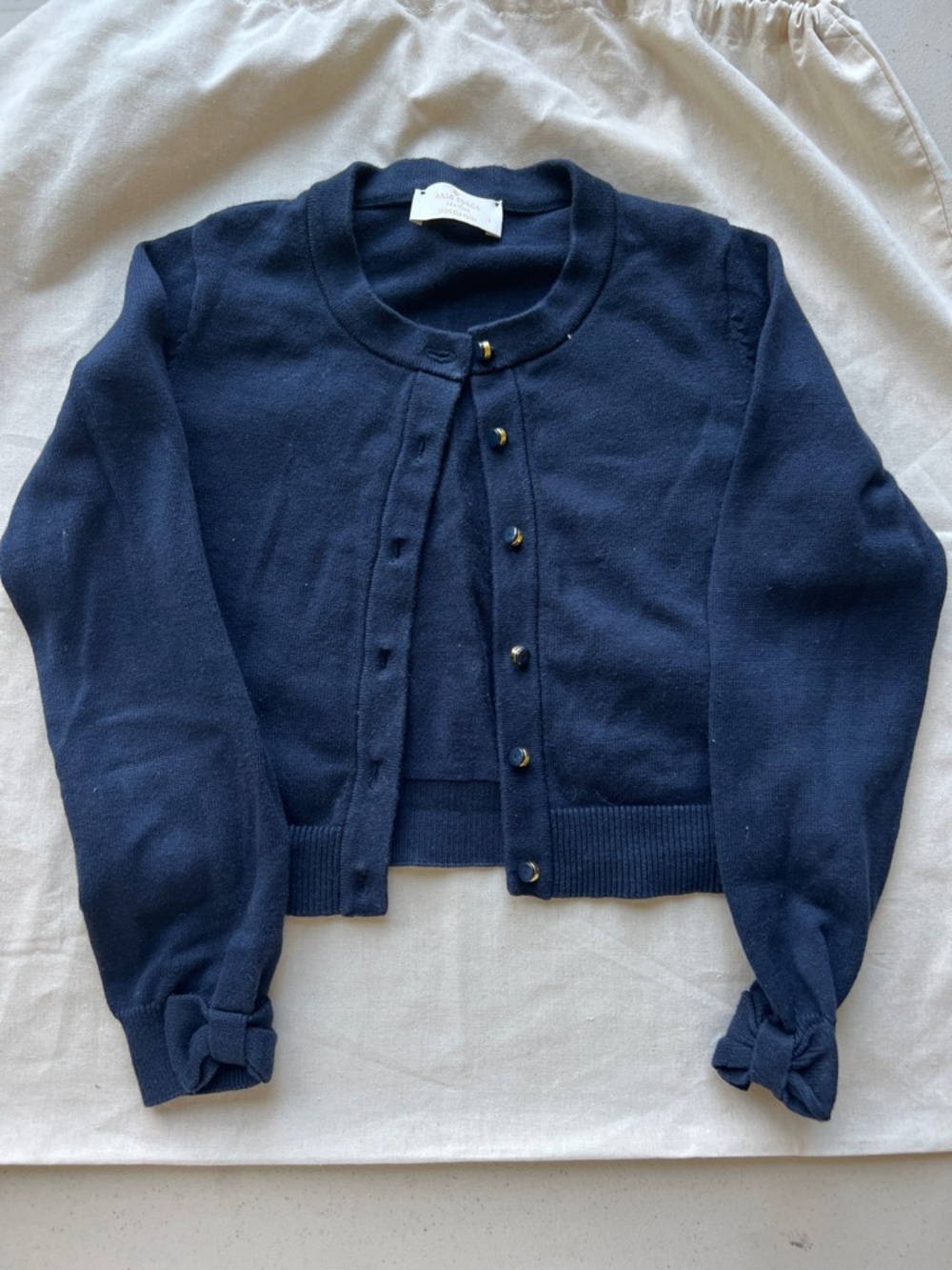 kate spade Navy Bow-Cuff Cropped Cardigan